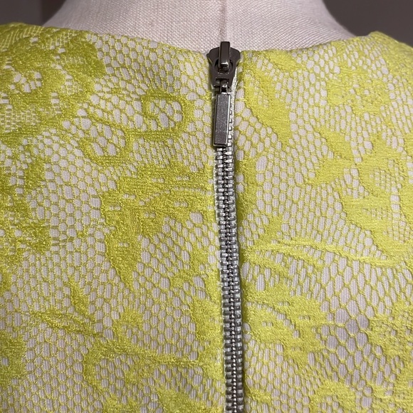 RIVER ISLAND woman’s NEON YELLOW floral LACE shift dress size 36 euro stretch - Picture 6 of 13